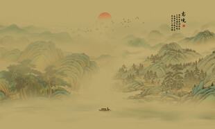 古风山水画背景