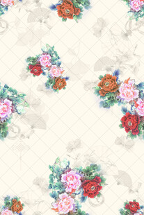 复古花卉图案布料纹理