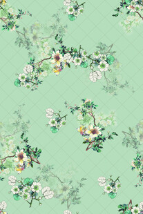 清新绿植花卉图案背景