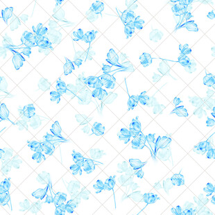 蓝色蝴蝶花卉无缝图案
