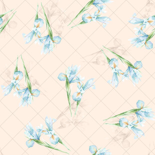 淡蓝花朵水彩风无缝图案