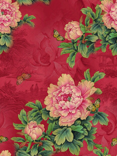 红色底花卉图案精美纹理