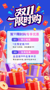 双11限时购 电商促销海报