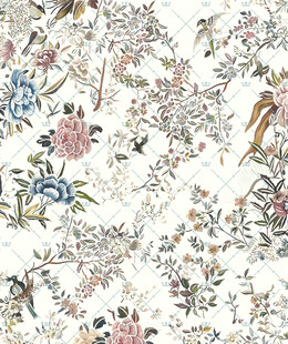 中式花鸟图案纹理背景