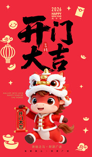 2026年马年开门大吉海报