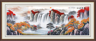 流水生财山水画