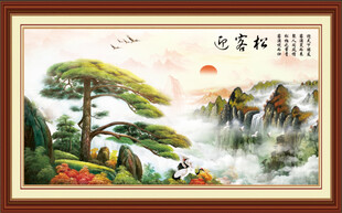 迎客松山水国画风景图