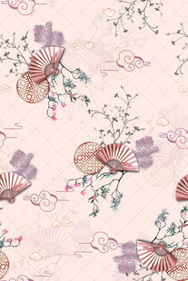 中式花卉蝴蝶图案背景