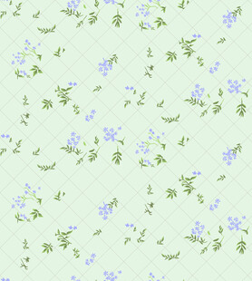 淡绿底蓝紫小花清新图案