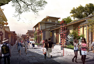 热闹的街道行人景观