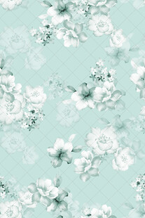 淡蓝底白花清新花卉图案