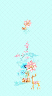 梦幻动物花卉插画场景