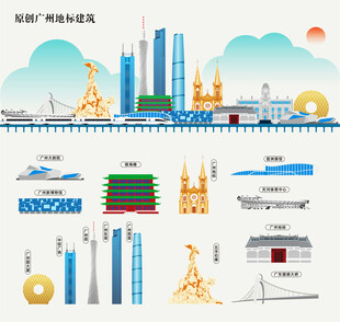 广州地标建筑剪影