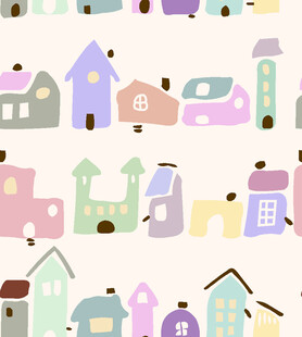 可爱多彩房屋图案背景