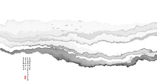 水墨抽象线条山水画