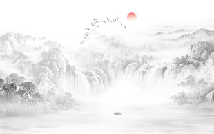 新中式水墨山水画