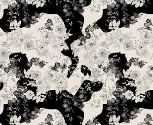 黑白抽象纹理图案花卉