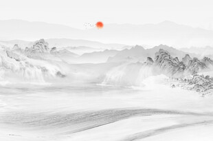 中式山水屏风画