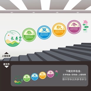 中医四季养生楼梯楼道文化墙
