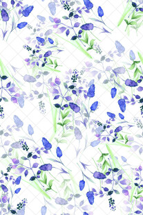 蓝绿花卉水彩图案背景