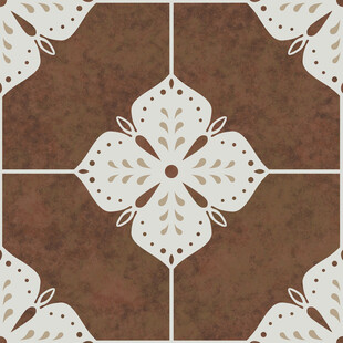 复古花纹棕色瓷砖花砖地板