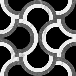 黑白几何环形花砖