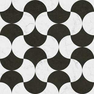 黑白半圆几何图案花砖纹理