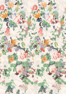 大牌花卉图案水彩风印花