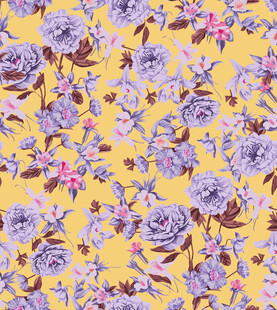 大牌黄色底紫色花卉