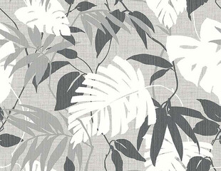 灰白热带植物花纹图案