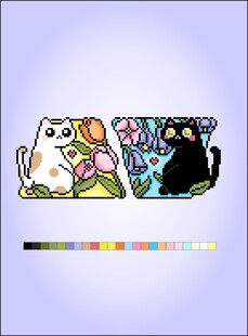 可爱猫咪卡通插画像素拼豆