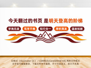 红色创意学校读书文化墙读书角