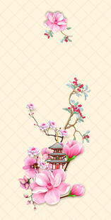 手绘粉色花卉插画