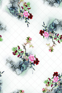 中式水墨花卉图案纹理