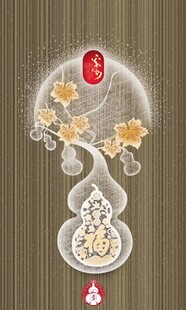 中式葫芦花卉装饰图案