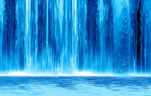 梦幻蓝色瀑布景观