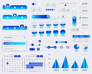 蓝色渐变UI界面设计元素