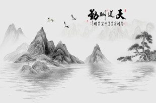 水墨山水背景墙