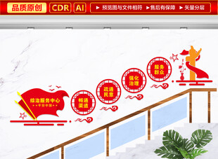 社区综治服务中心楼梯文化墙