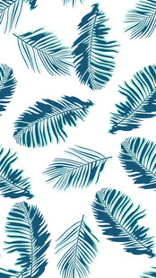 蓝绿色棕榈叶无缝图案