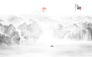 中式山水屏风画