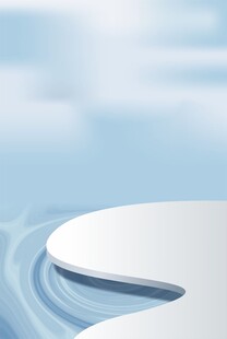 简约蓝色流体与几何造型