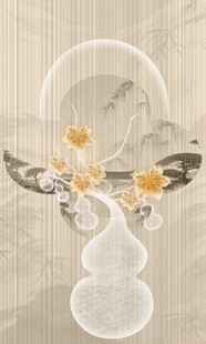 中式古典花瓶插花装饰图