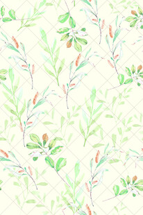 清新手绘植物枝叶背景图