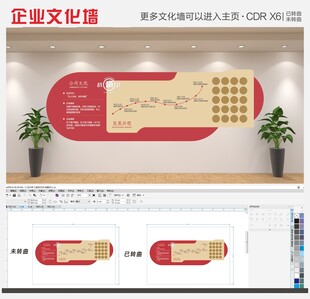 创意红色企业异形公司文化展示墙