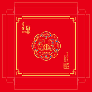 红色中式传统瑞兽图案