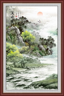 流水生财国画山水