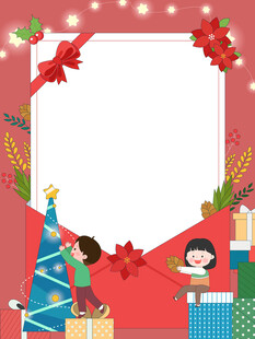 孩子庆祝圣诞节圣诞礼物礼盒信封