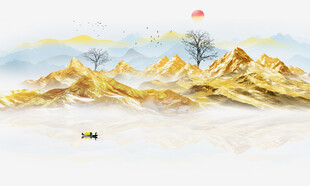 新中式山水背景墙