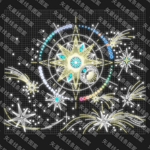 梦幻星空烟花装饰图案